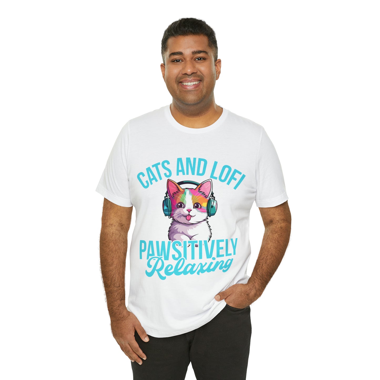 Cats and Lofi Pawsitively Relaxing- Lofi Aesthetic Clothing, Unisex t-shirt, Lofi T Shirt Cats