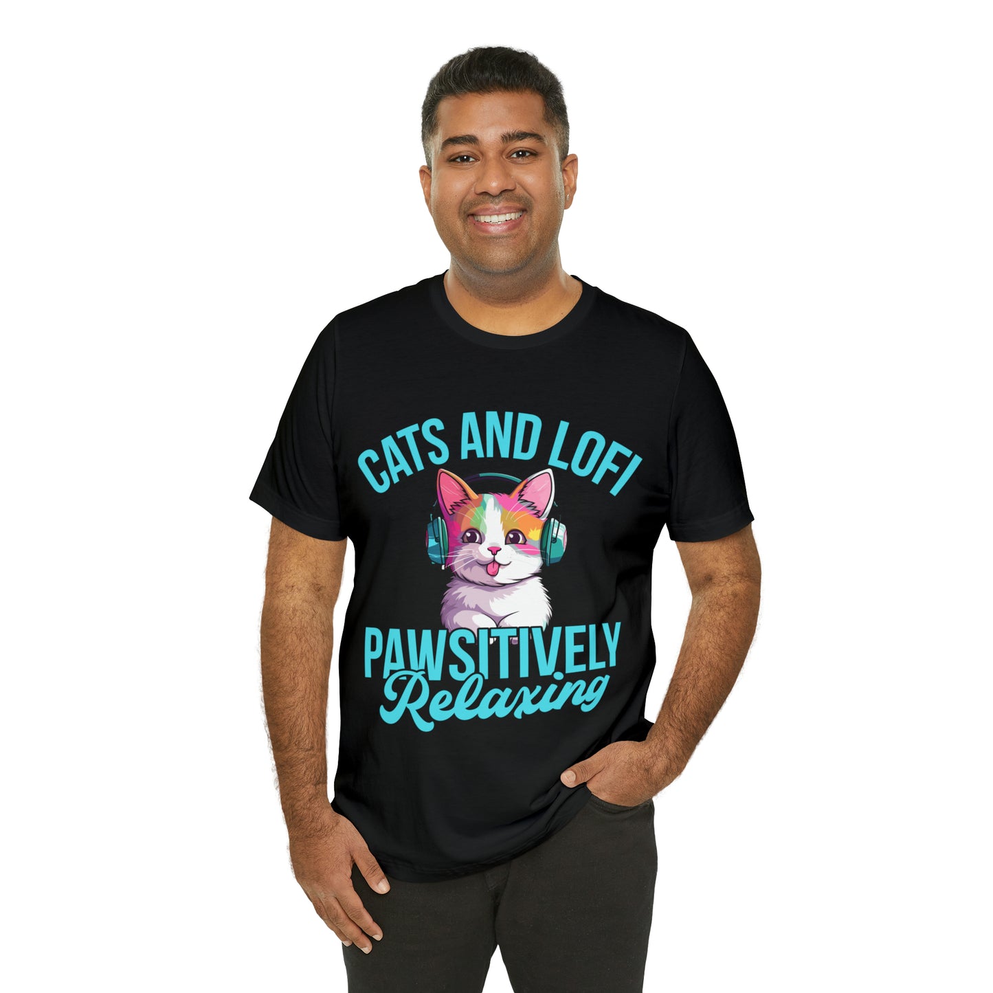 Cats and Lofi Pawsitively Relaxing- Lofi Aesthetic Clothing, Unisex t-shirt, Lofi T Shirt Cats